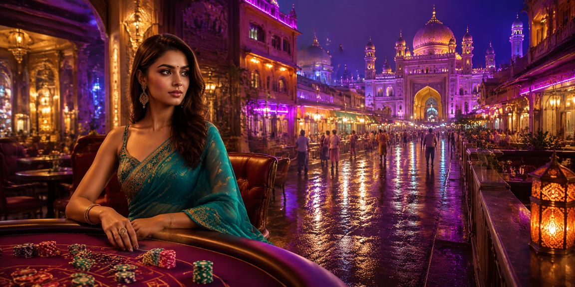 Indian casino entertainment with lively crowd in traditional attire